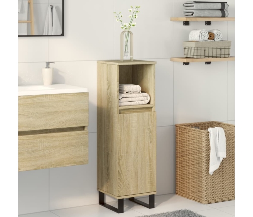 Armario de baño madera contrachapada roble Sonoma 30x30x100 cm