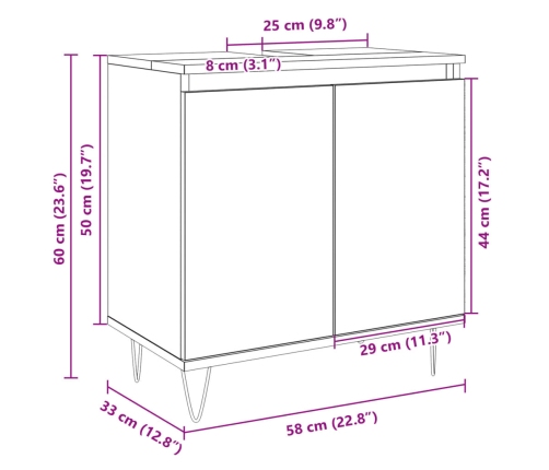 Armario de baño madera de ingeniería roble Sonoma 58x33x60 cm