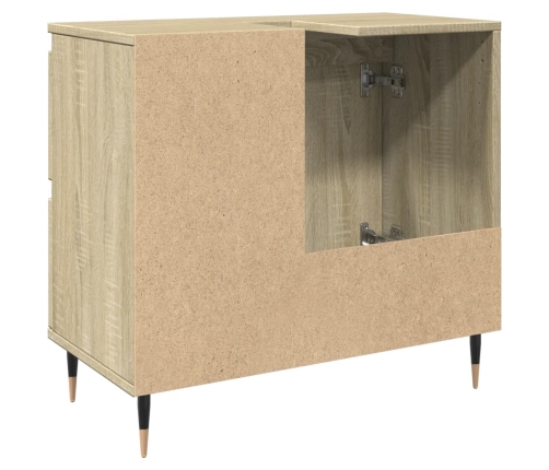 Armario de lavabo de baño madera roble Sonoma 65x33x60 cm