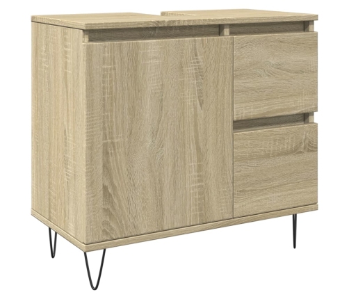 Armario de baño madera contrachapada roble Sonoma 65x33x60 cm