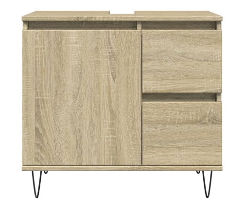 Armario de baño madera contrachapada roble Sonoma 65x33x60 cm