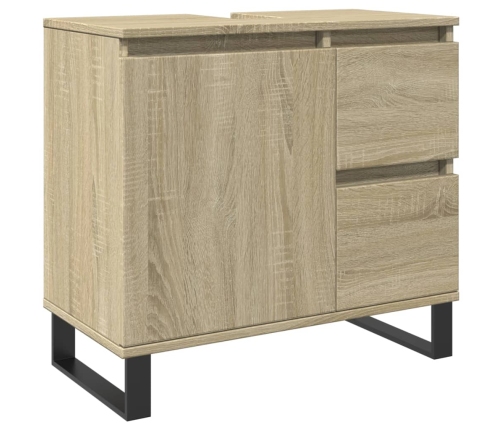 Armario de baño madera contrachapada roble Sonoma 65x33x60 cm