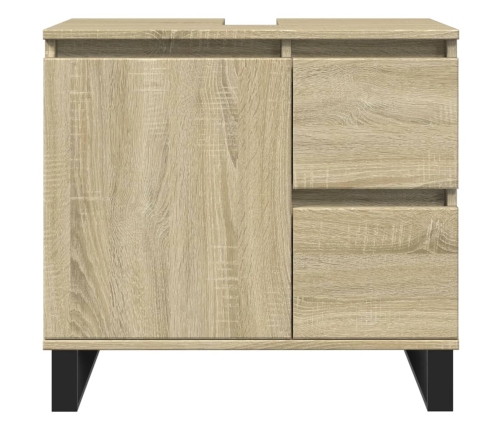 Armario de baño madera contrachapada roble Sonoma 65x33x60 cm