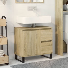 Armario de baño madera contrachapada roble Sonoma 65x33x60 cm