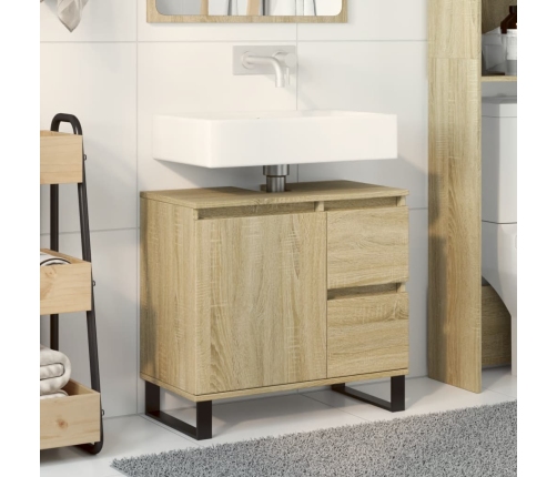 Armario de baño madera contrachapada roble Sonoma 65x33x60 cm