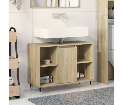 Mueble de baño madera de ingeniería roble Sonoma 80x33x60 cm