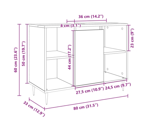 Mueble de baño madera de ingeniería roble Sonoma 80x33x60 cm