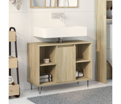 Mueble de baño madera de ingeniería roble Sonoma 80x33x60 cm