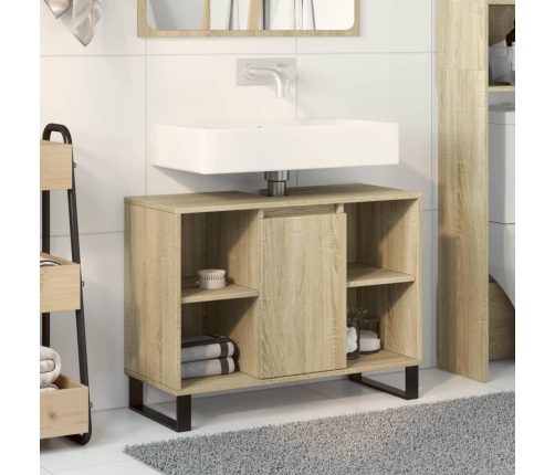 Mueble de baño madera de ingeniería roble Sonoma 80x33x60 cm