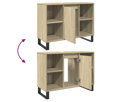 Mueble de baño madera de ingeniería roble Sonoma 80x33x60 cm