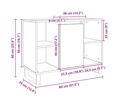 Mueble de baño madera de ingeniería roble Sonoma 80x33x60 cm