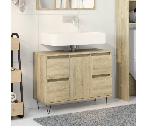 Mueble de baño madera de ingeniería roble Sonoma 80x33x60 cm