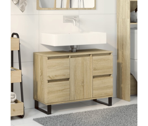 Mueble de baño madera de ingeniería roble Sonoma 80x33x60 cm