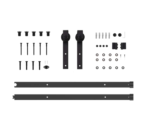 Kit de herrajes para puertas correderas acero negro 213,5 cm