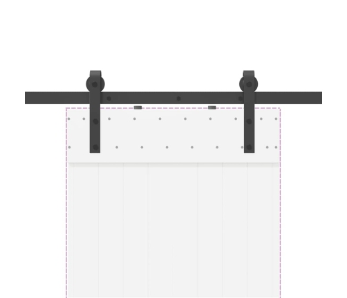 Kit de herrajes para puertas correderas acero negro 213,5 cm