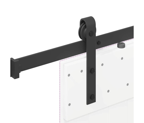 Kit de herrajes para puertas correderas acero negro 213,5 cm