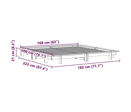 vidaXL Estructura de cama sin colchón madera maciza de pino 160x200 cm