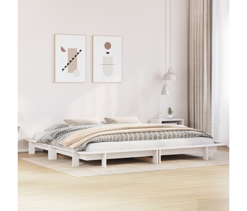 Estructura de cama sin colchón madera maciza de pino 160x200 cm