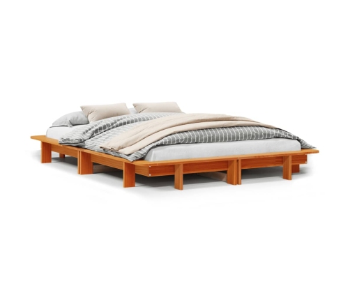 vidaXL Cama sin colchón madera maciza pino marrón cera 150x200 cm