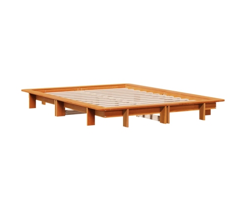 vidaXL Cama sin colchón madera maciza pino marrón cera 150x200 cm