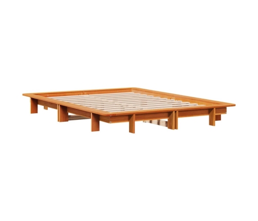 vidaXL Cama sin colchón madera maciza pino marrón cera 150x200 cm