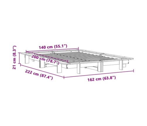 Estructura de cama sin colchón madera de pino blanca 140x200 cm