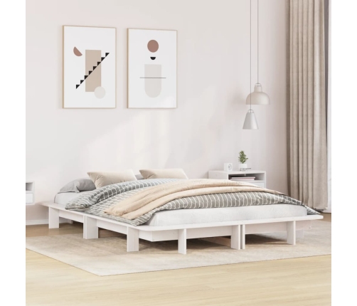 Estructura de cama sin colchón madera de pino blanca 140x200 cm