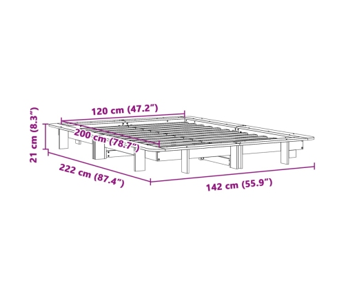 Estructura de cama sin colchón madera de pino blanca 120x200 cm