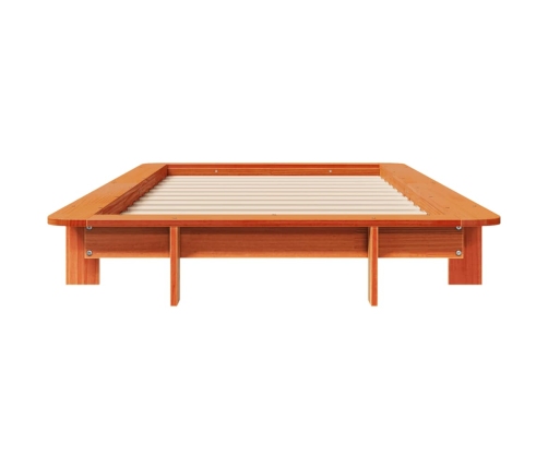 Cama sin colchón madera maciza de pino marrón cera 100x200 cm