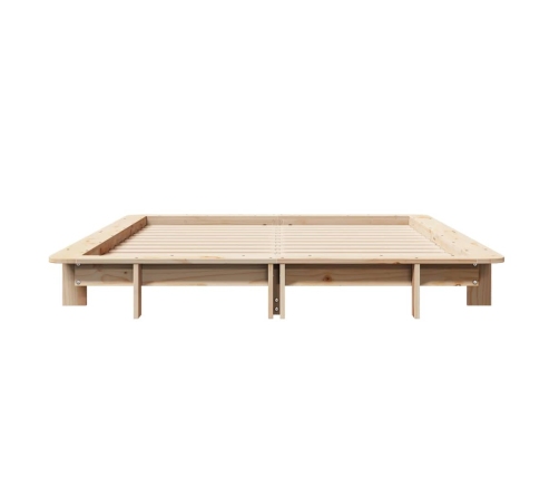 Estructura de cama sin colchón madera maciza de pino 140x190 cm