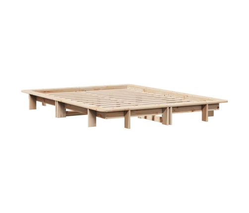 Estructura de cama sin colchón madera maciza de pino 140x190 cm