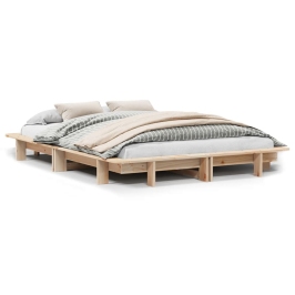 Estructura de cama sin colchón madera maciza de pino 140x190 cm