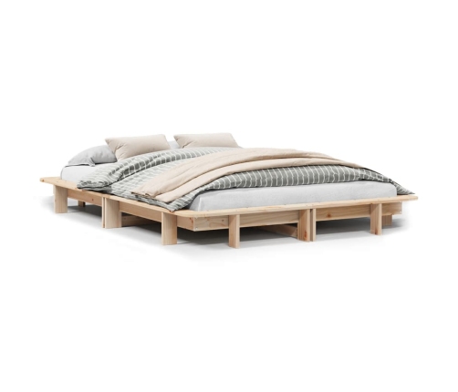 Estructura de cama sin colchón madera maciza de pino 140x190 cm