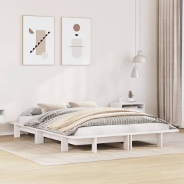 Estructura de cama sin colchón madera de pino blanca 140x190 cm