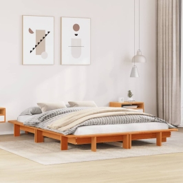 Estructura de cama sin colchón madera maciza marrón 120x190 cm