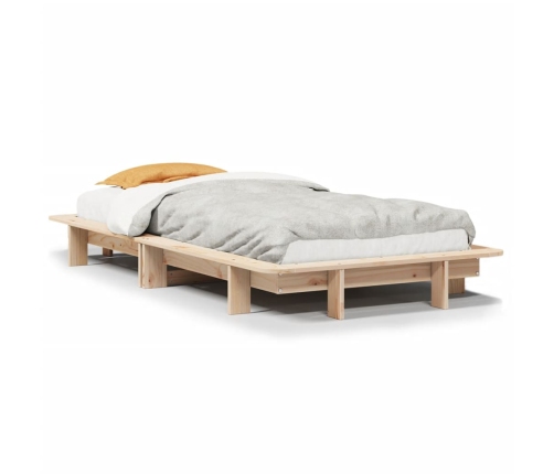 Estructura de cama sin colchón madera maciza de pino 90x190 cm