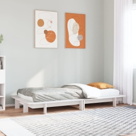 Estructura de cama sin colchón madera maciza blanca 75x190 cm