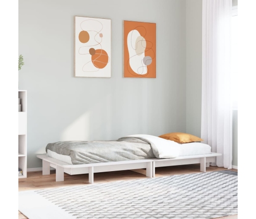 Estructura de cama sin colchón madera maciza blanca 75x190 cm