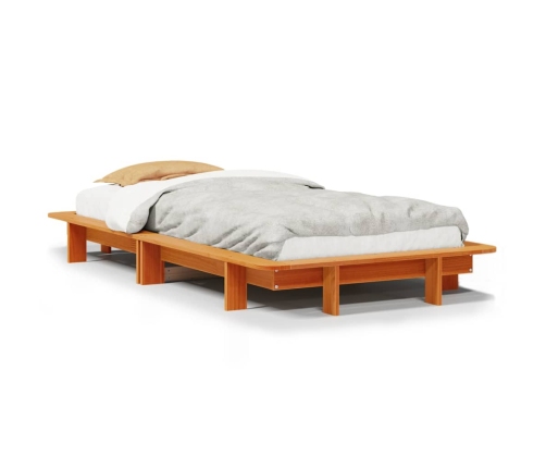 Estructura de cama sin colchón madera maciza marrón 75x190 cm