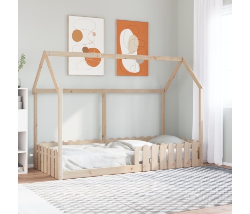 Cama con forma de casa para niños madera maciza pino 90x200 cm