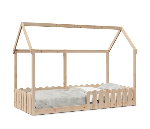 Cama con forma de casa para niños madera maciza pino 90x200 cm