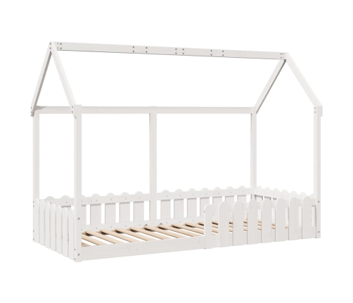 vidaXL Cama con forma de casa de niños madera maciza blanca 90x200 cm