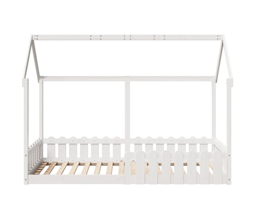 vidaXL Cama con forma de casa de niños madera maciza blanca 90x200 cm