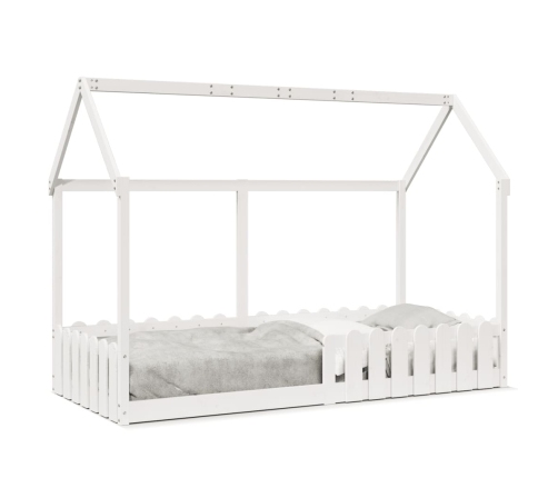 vidaXL Cama con forma de casa de niños madera maciza blanca 90x200 cm