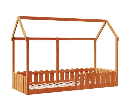 vidaXL Cama con forma de casa de niños madera maciza marrón 80x200 cm