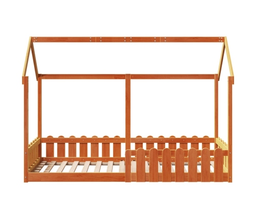 vidaXL Cama con forma de casa de niños madera maciza marrón 80x200 cm