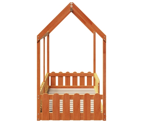 vidaXL Cama con forma de casa de niños madera maciza marrón 80x200 cm