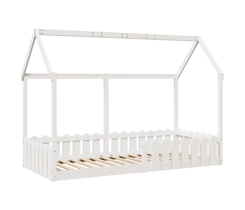 vidaXL Cama con forma de casa de niños madera maciza blanca 90x190 cm