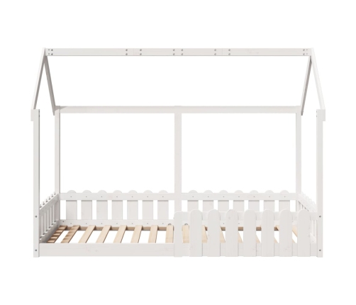 vidaXL Cama con forma de casa de niños madera maciza blanca 90x190 cm