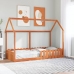 Cama con forma de casa de niños madera maciza marrón 90x190 cm